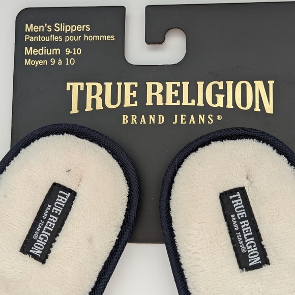 BNWT True Religion Men's (Size Medium 9-10) Denim Slide-In Slippers - Picture 11 of 15